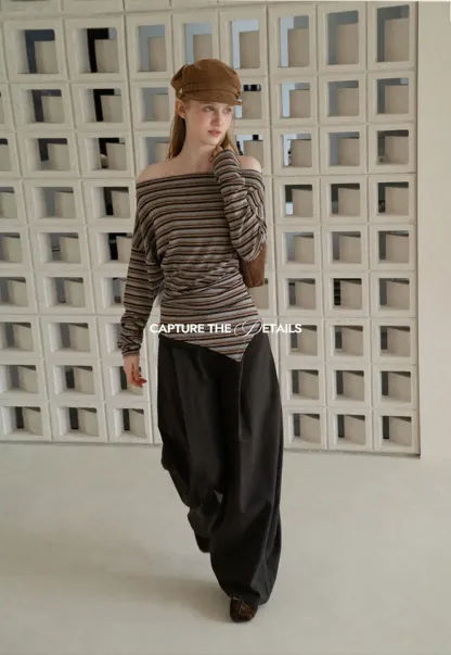 Off Shoulder Asymmetrical Hem Long Sleeve Top