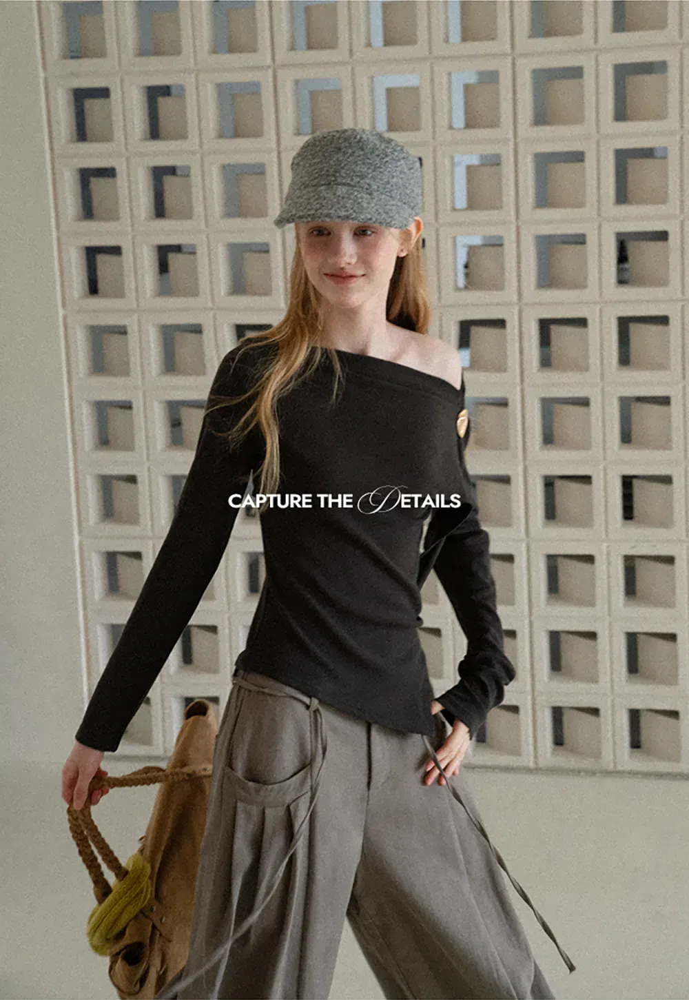 Asymmetrical Draped Shoulder Long Sleeve Top