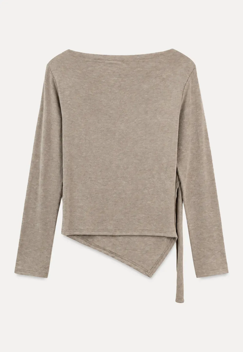 Asymmetrical Draped Shoulder Long Sleeve Top