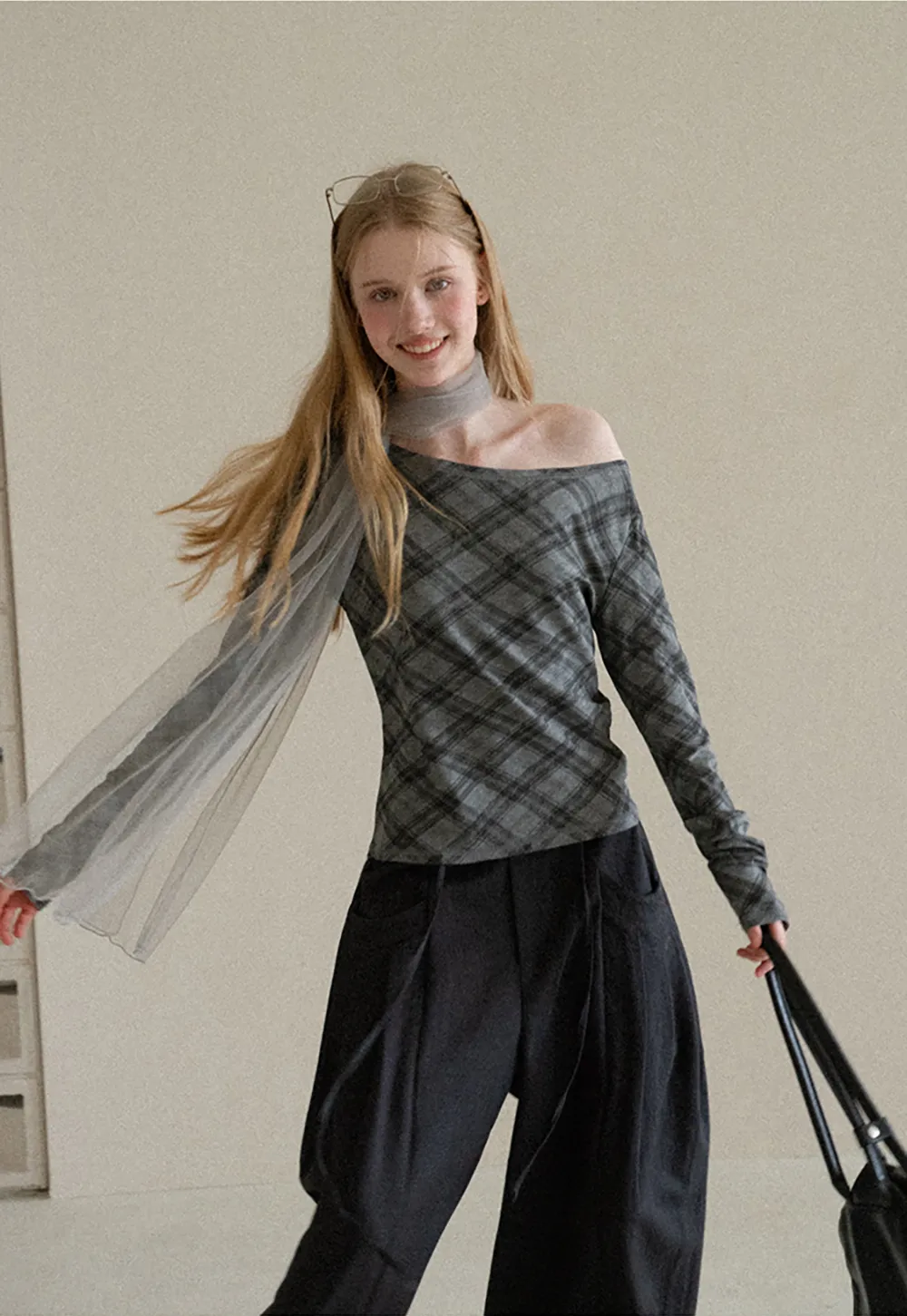 Plaid Pattern Long Sleeve Tshirt