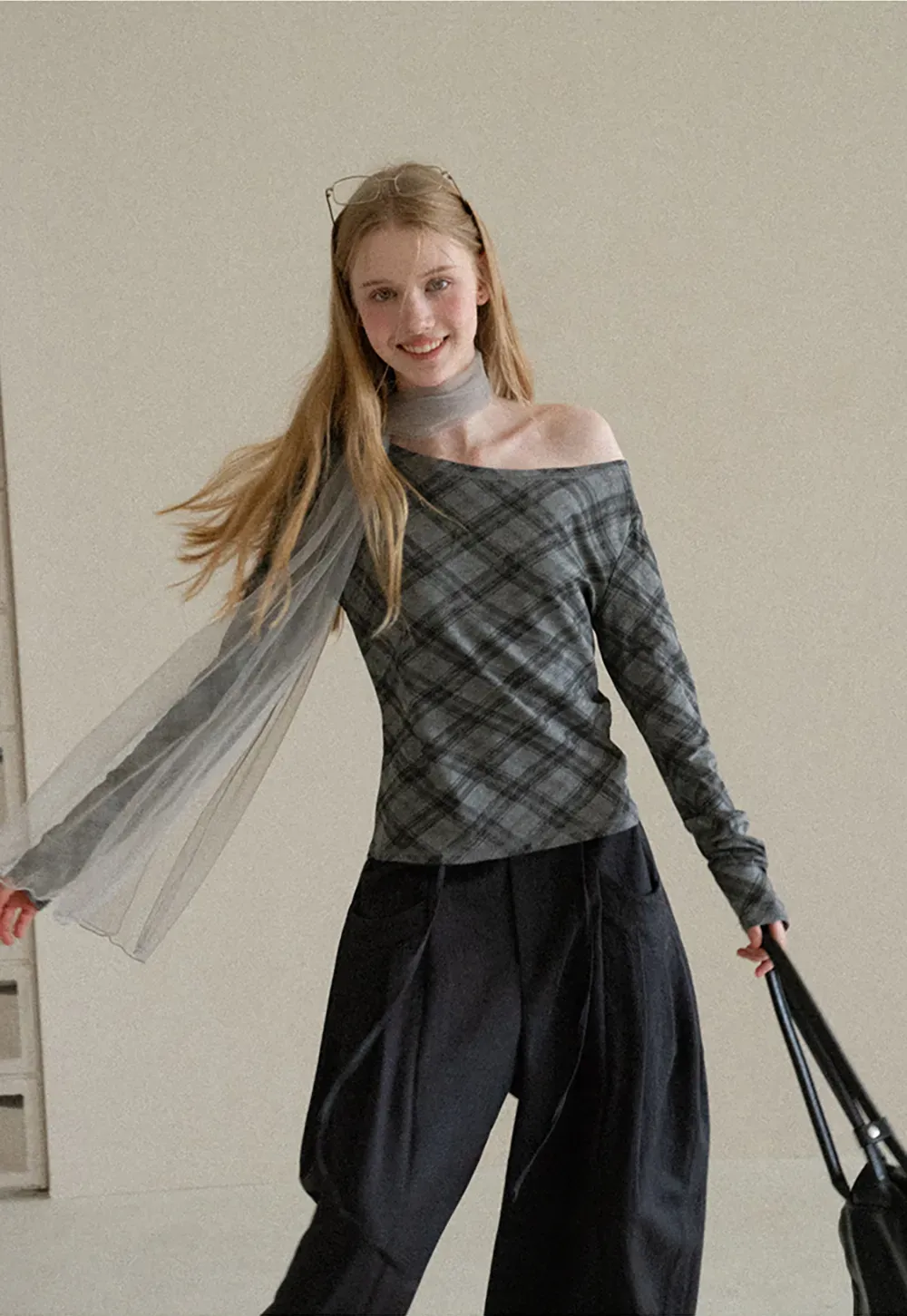 Plaid Pattern Long Sleeve Tshirt