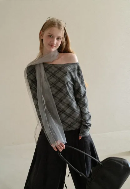 Plaid Pattern Long Sleeve Tshirt
