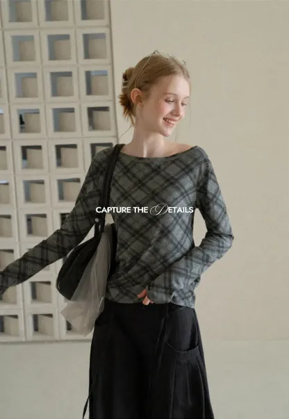 Plaid Pattern Long Sleeve Tshirt