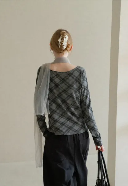 Plaid Pattern Long Sleeve Tshirt