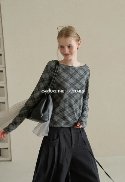 Plaid Pattern Long Sleeve Tshirt