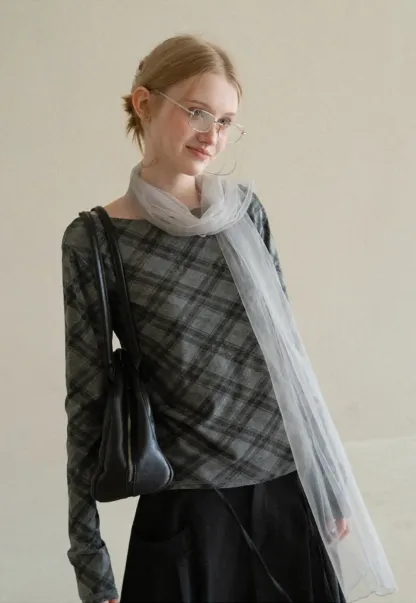 Plaid Pattern Long Sleeve Tshirt