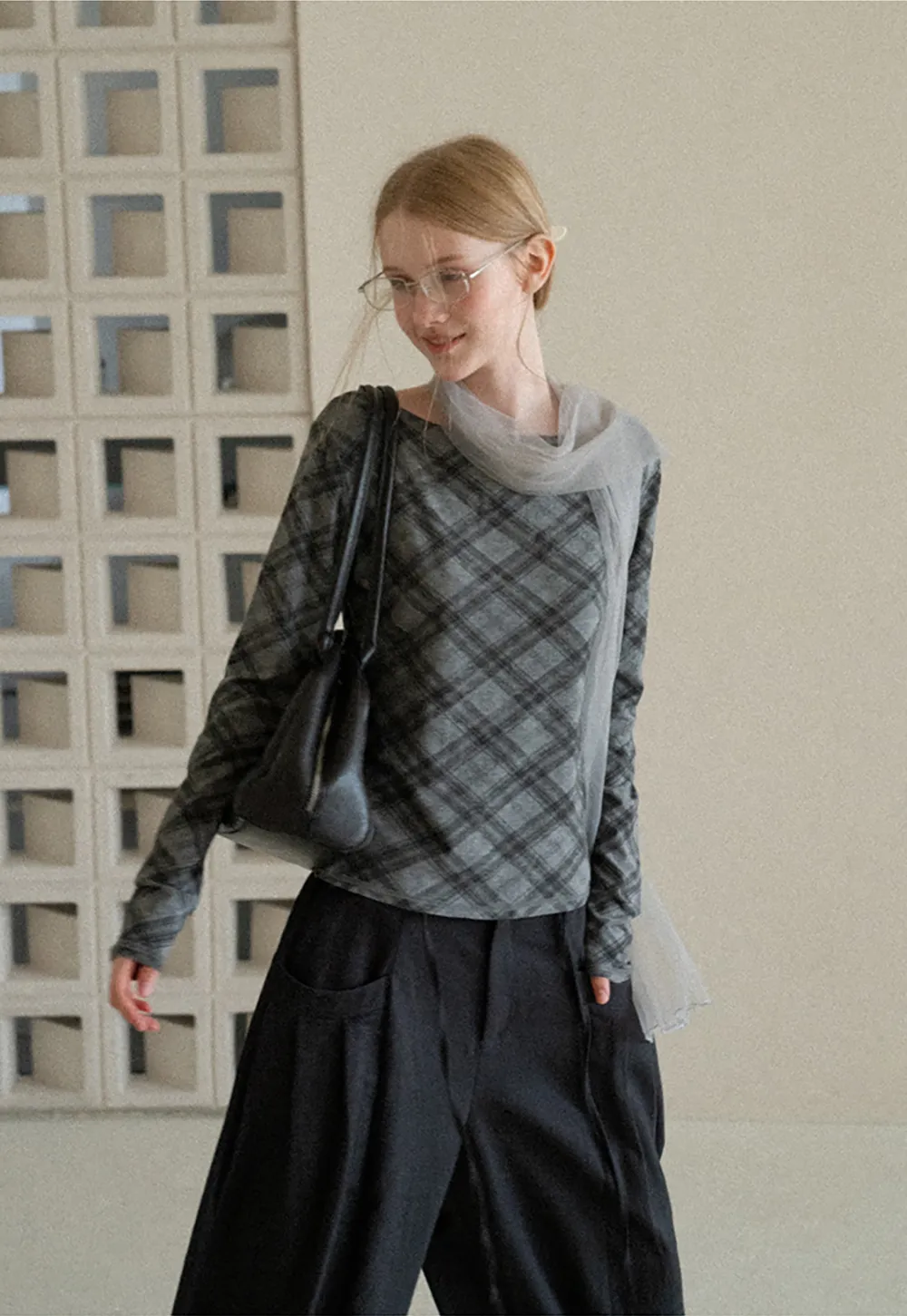Plaid Pattern Long Sleeve Tshirt