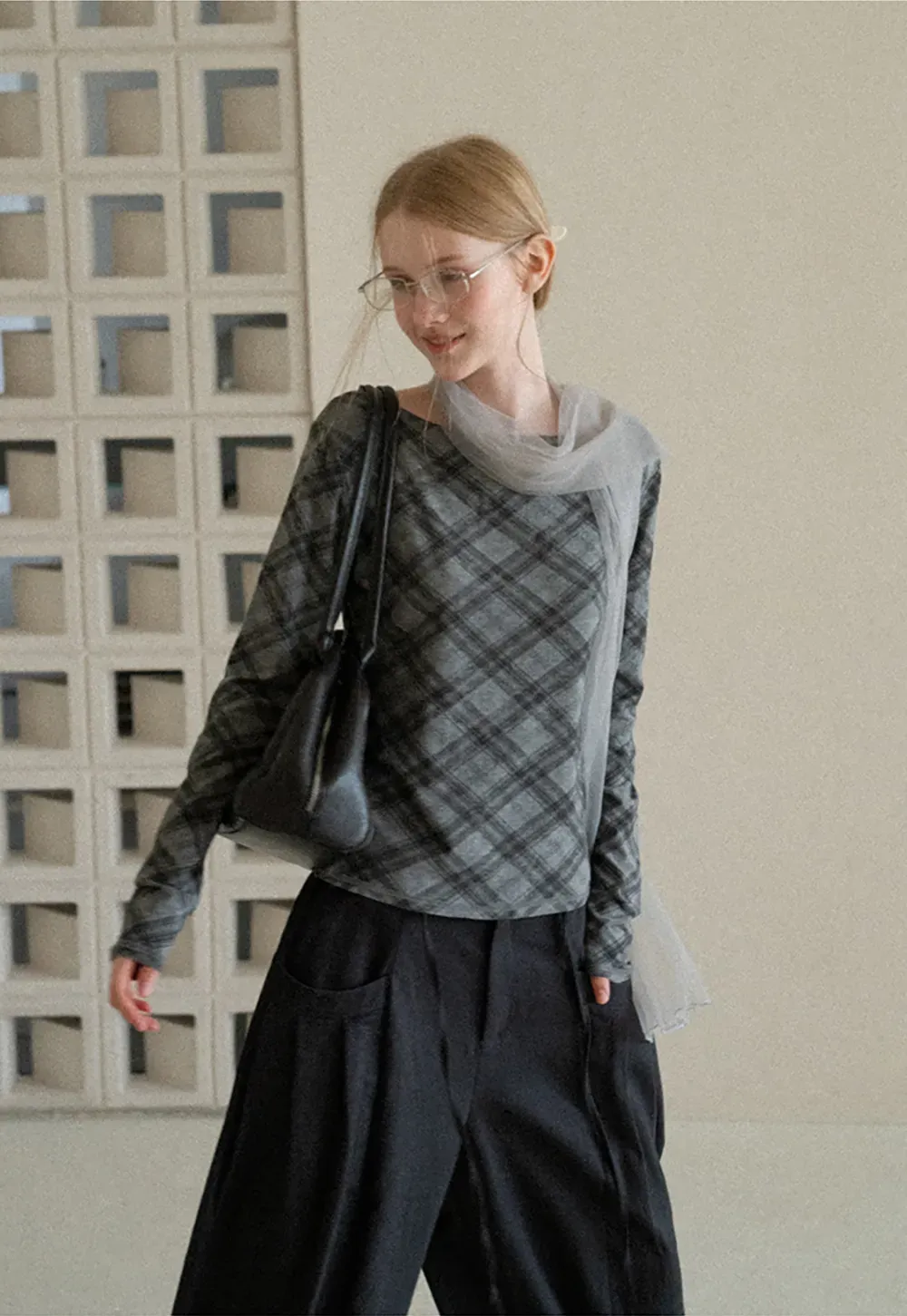 Plaid Pattern Long Sleeve Tshirt