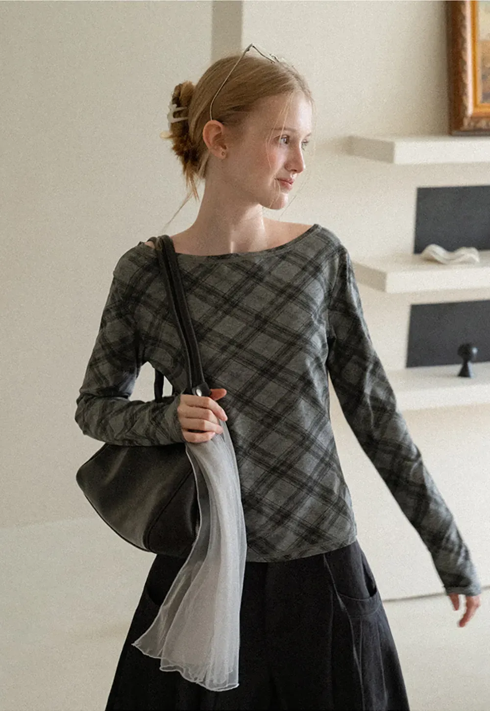 Plaid Pattern Long Sleeve Tshirt