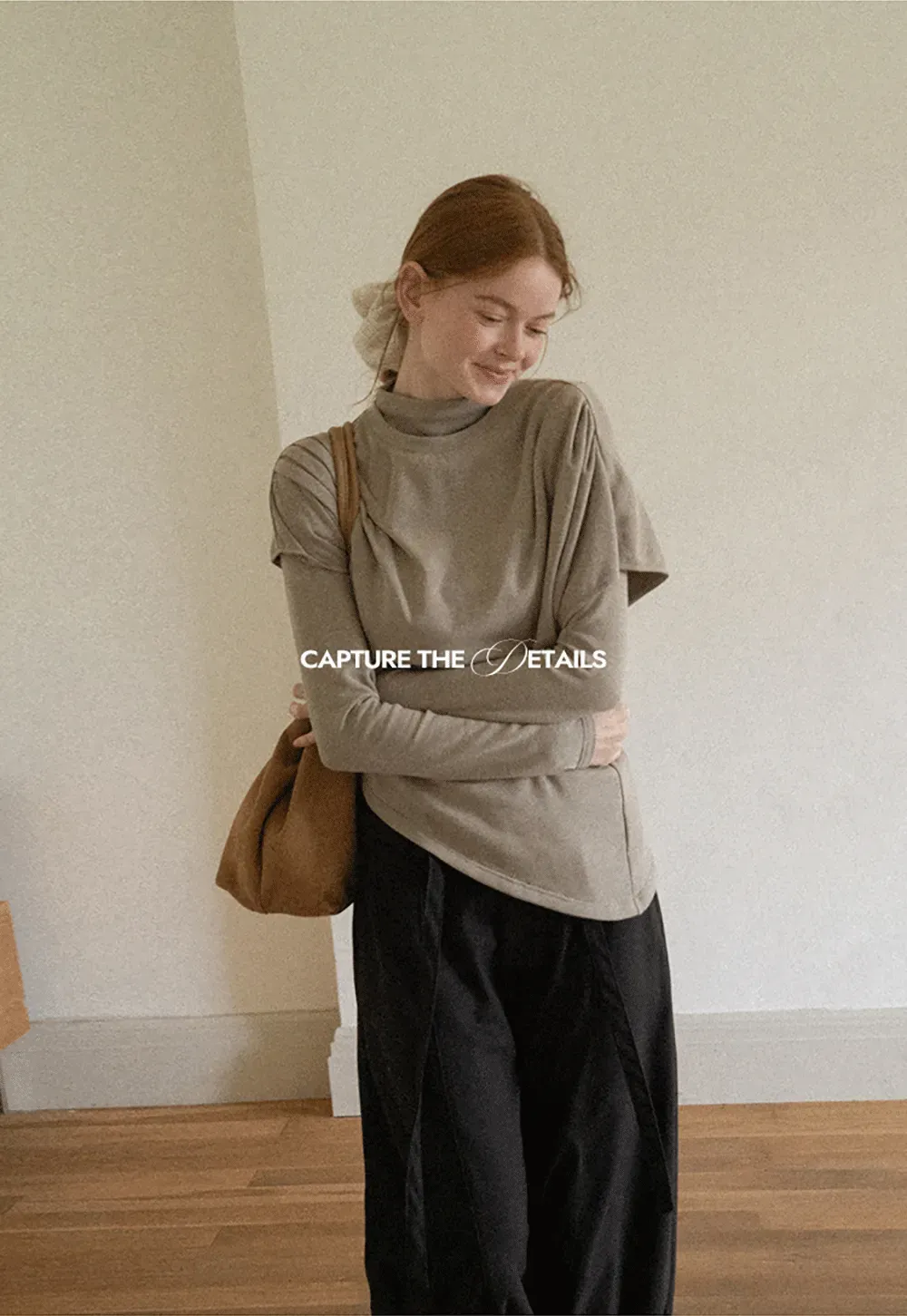Asymmetrical Draped High Neck Long Sleeve Top