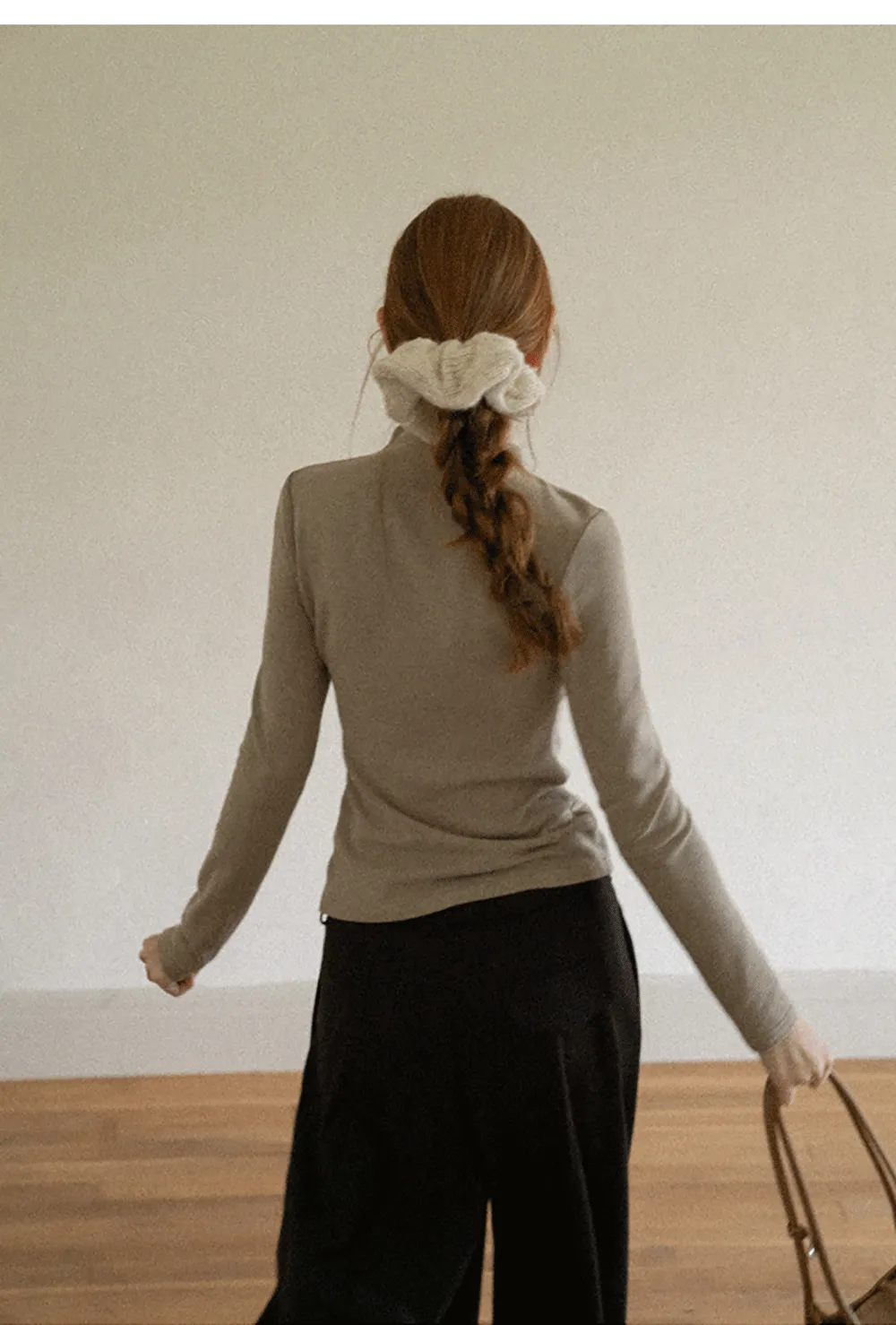 Asymmetrical Draped High Neck Long Sleeve Top