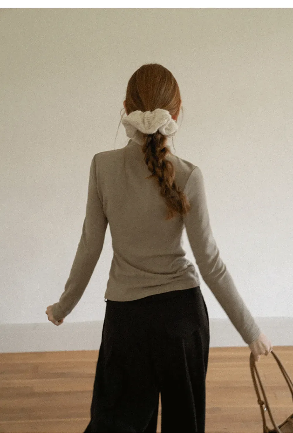 Asymmetrical Draped High Neck Long Sleeve Top