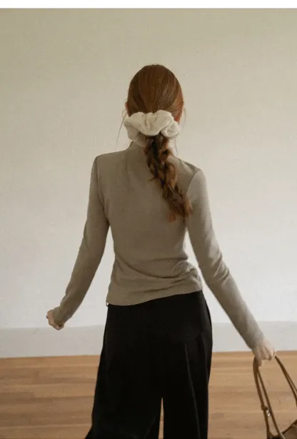 Asymmetrical Draped High Neck Long Sleeve Top