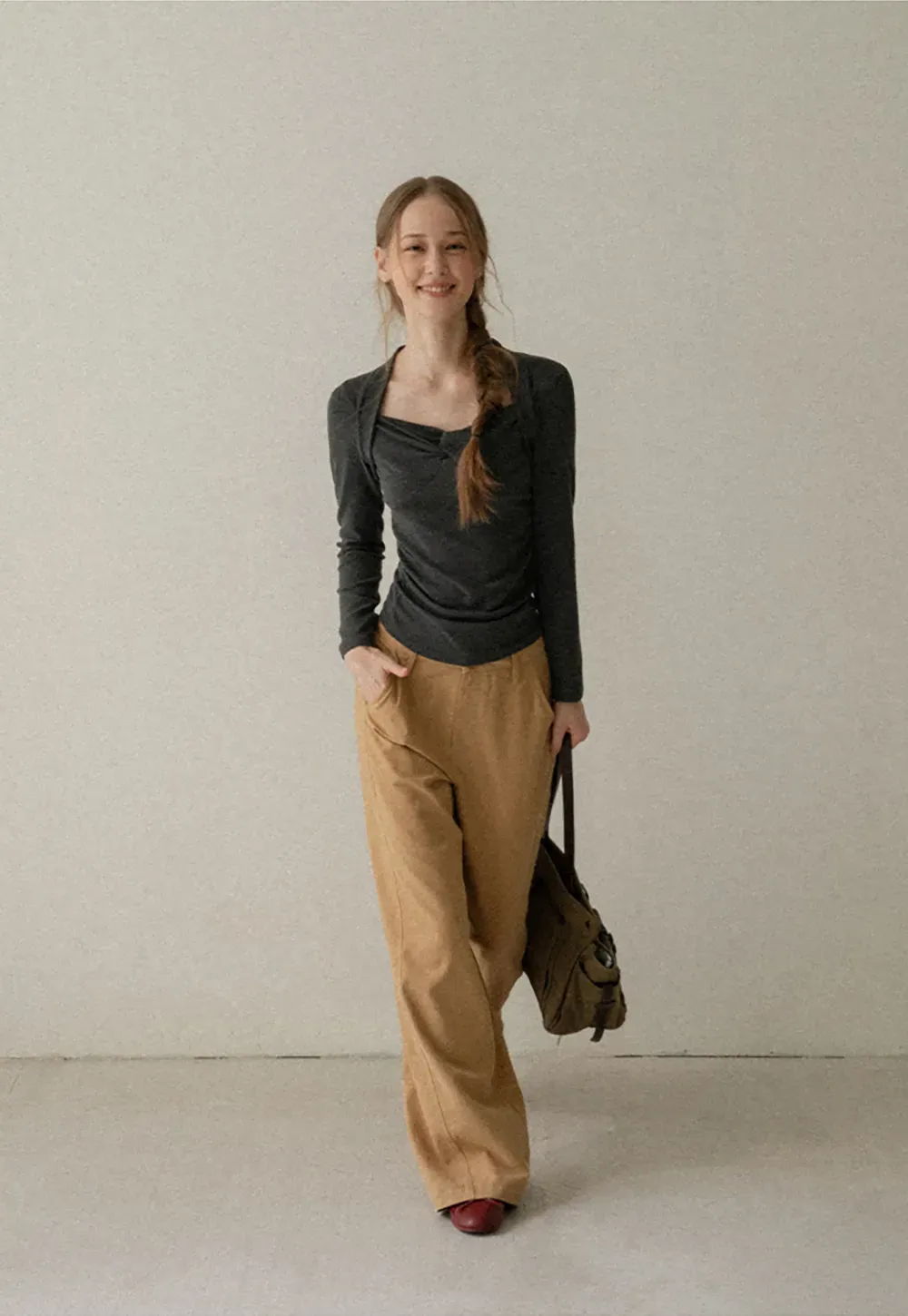 Twist Front Knit Long Sleeve Top