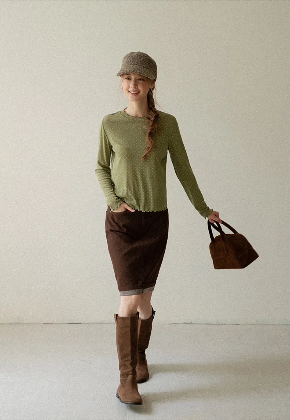 Polka Dot Sheer Long Sleeve Cropped Top