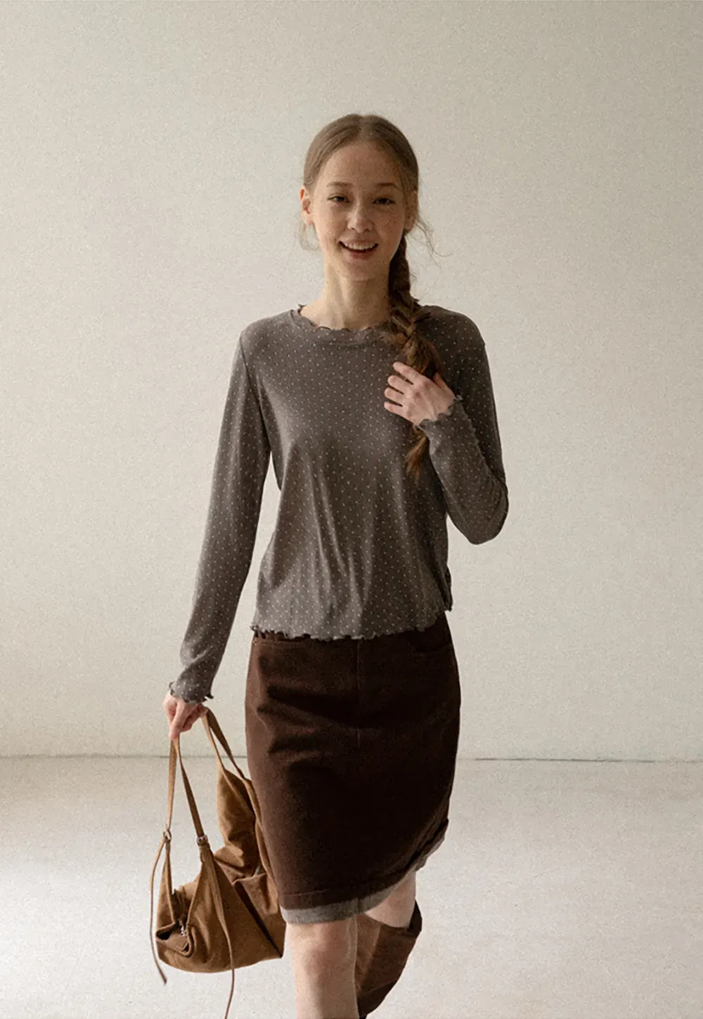 Polka Dot Sheer Long Sleeve Cropped Top
