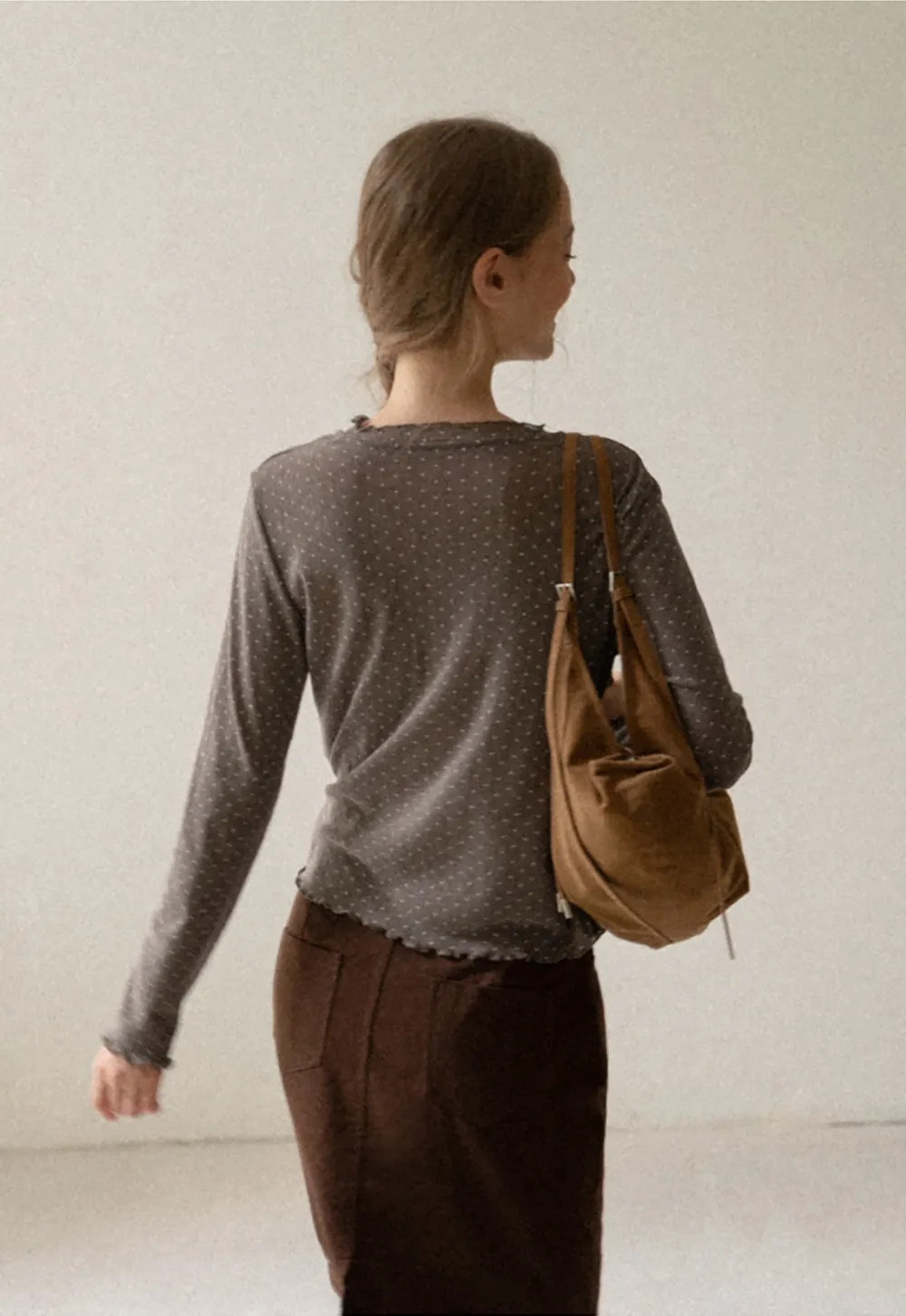 Polka Dot Sheer Long Sleeve Cropped Top