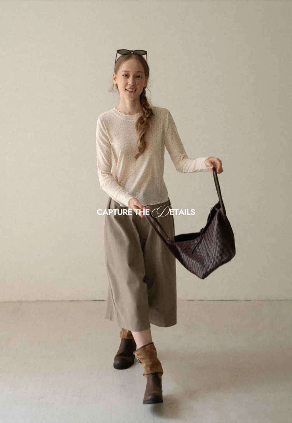 Polka Dot Sheer Long Sleeve Cropped Top
