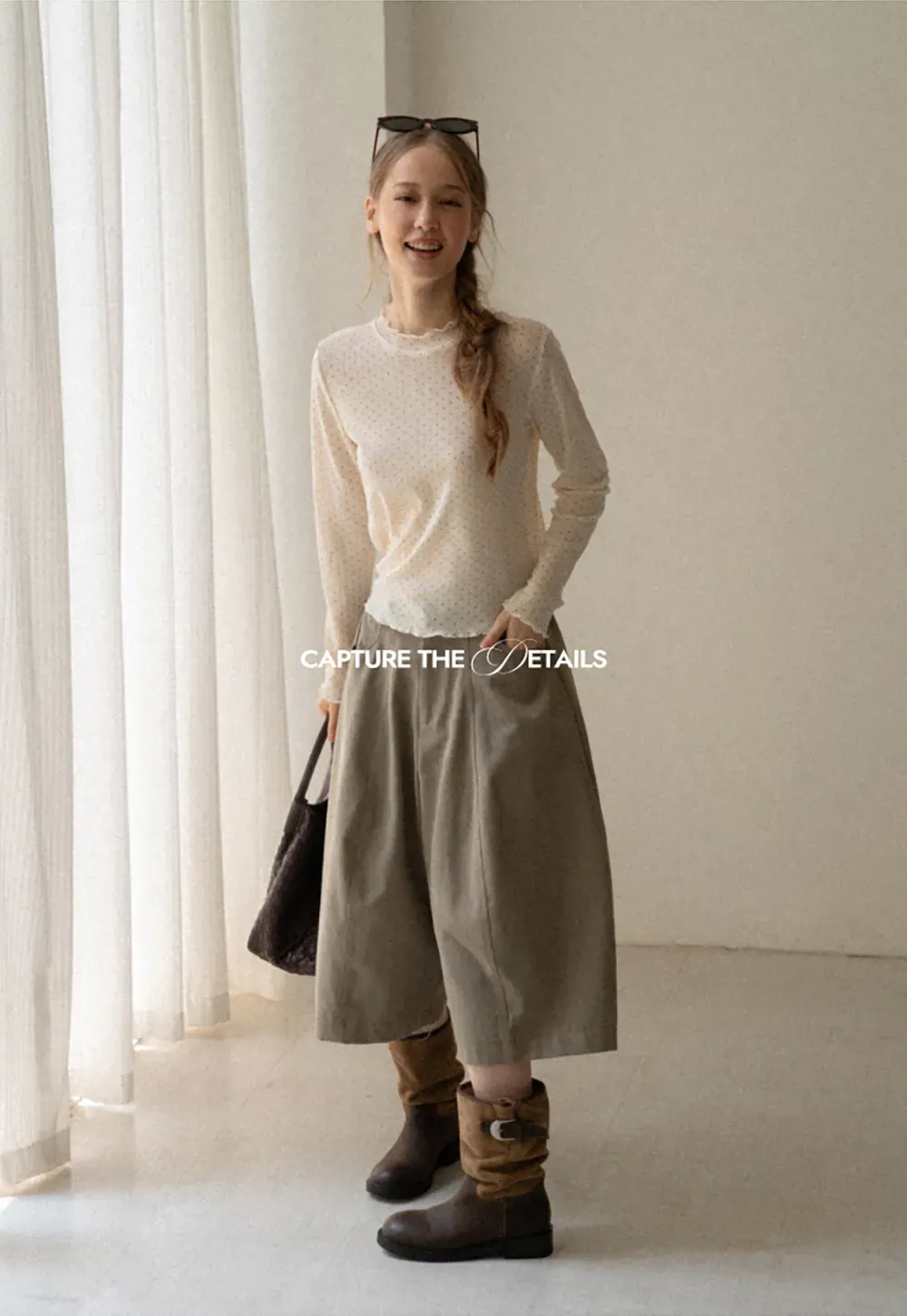 Polka Dot Sheer Long Sleeve Cropped Top
