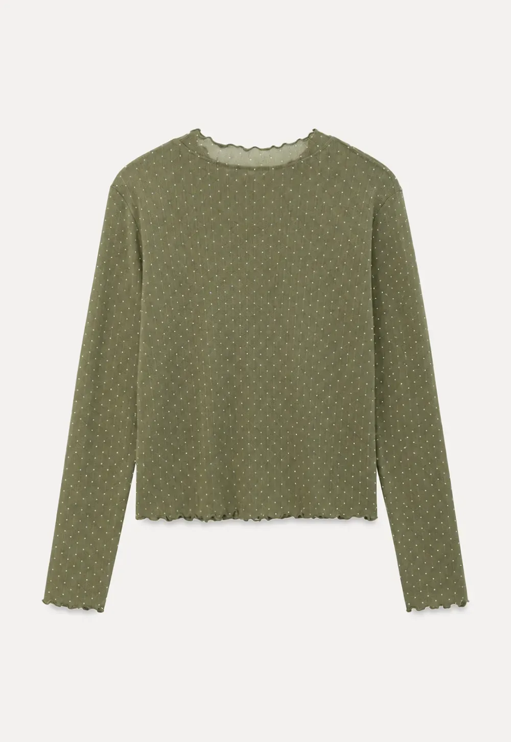 Polka Dot Sheer Long Sleeve Cropped Top