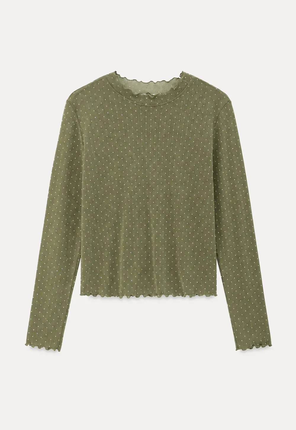 Polka Dot Sheer Long Sleeve Cropped Top