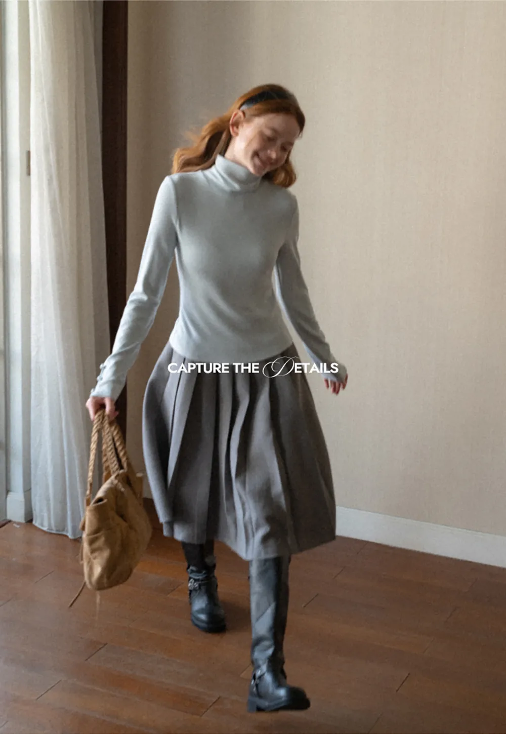 High Neck Long Sleeve Ribbed Knit Top