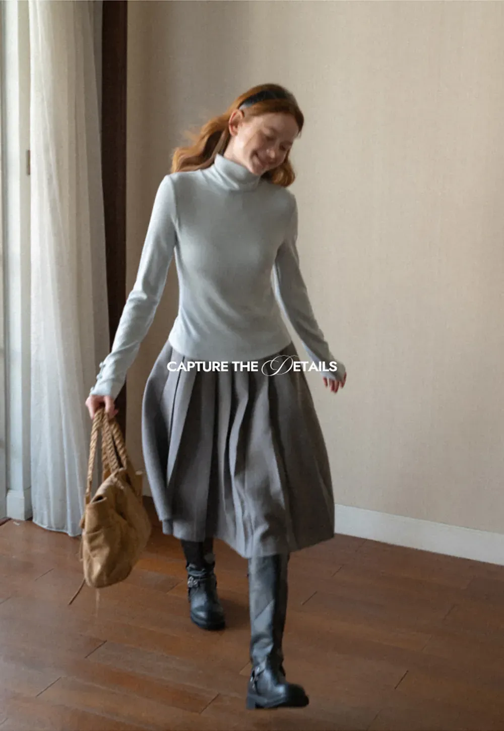 High Neck Long Sleeve Ribbed Knit Top