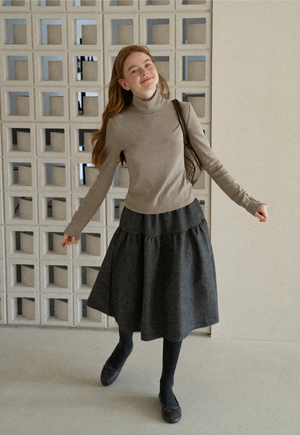 High Neck Long Sleeve Ribbed Knit Top
