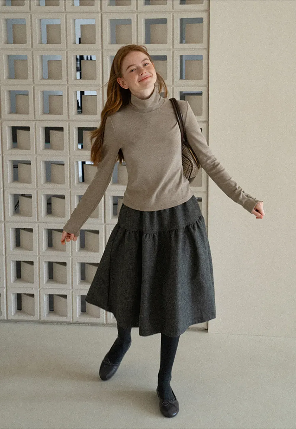 High Neck Long Sleeve Ribbed Knit Top