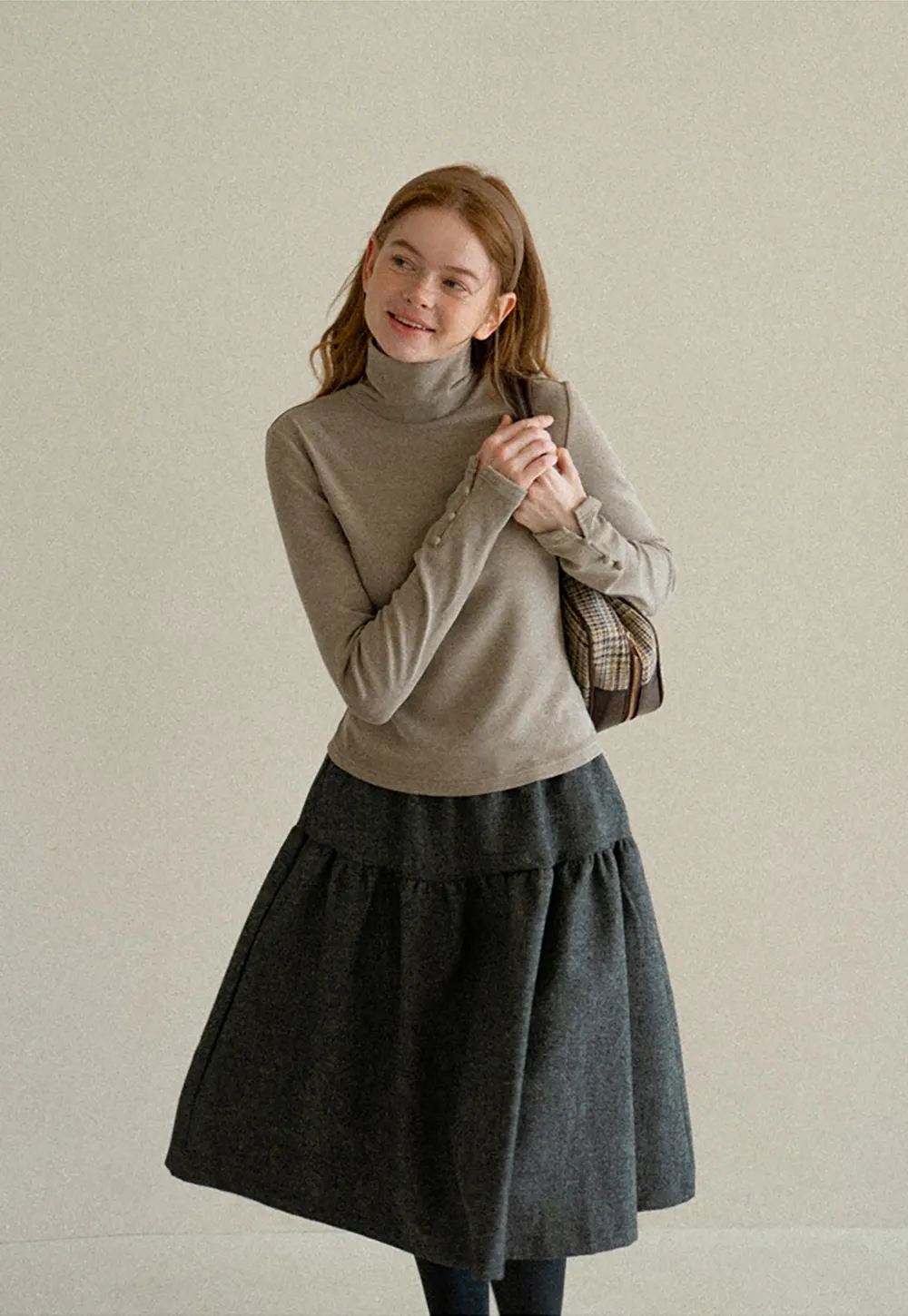 High Neck Long Sleeve Ribbed Knit Top
