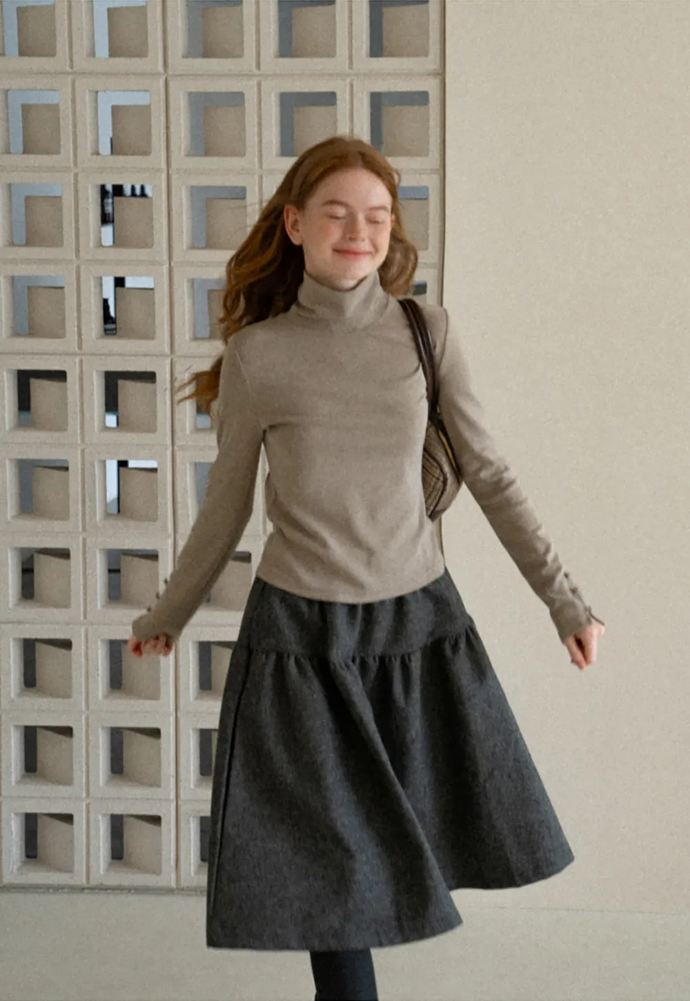 High Neck Long Sleeve Ribbed Knit Top