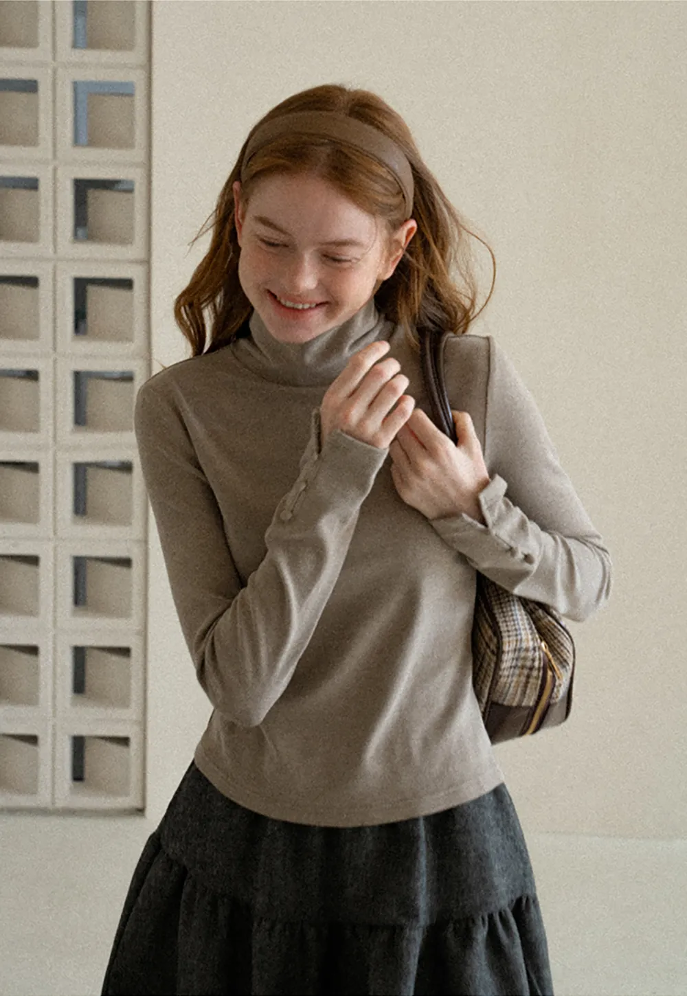 High Neck Long Sleeve Ribbed Knit Top