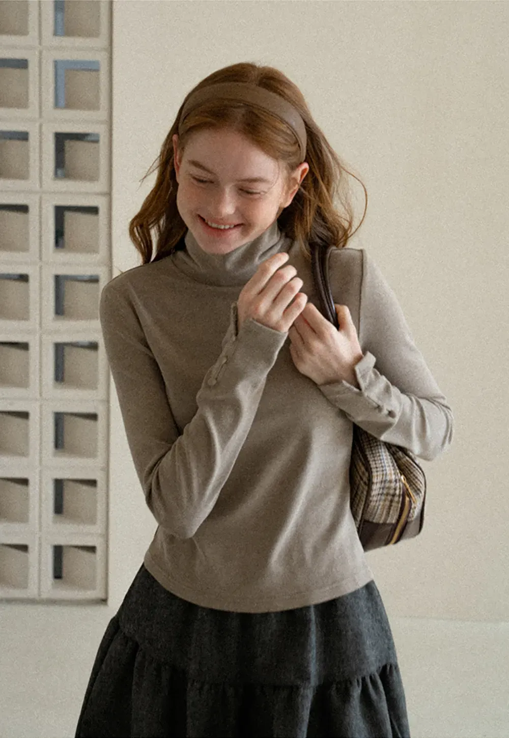 High Neck Long Sleeve Ribbed Knit Top