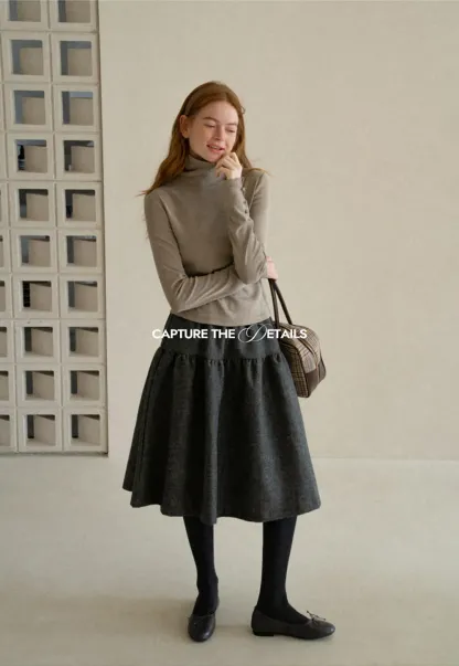 High Neck Long Sleeve Ribbed Knit Top