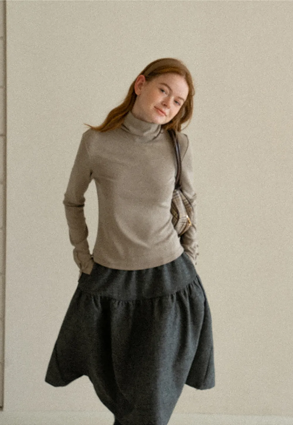 High Neck Long Sleeve Ribbed Knit Top