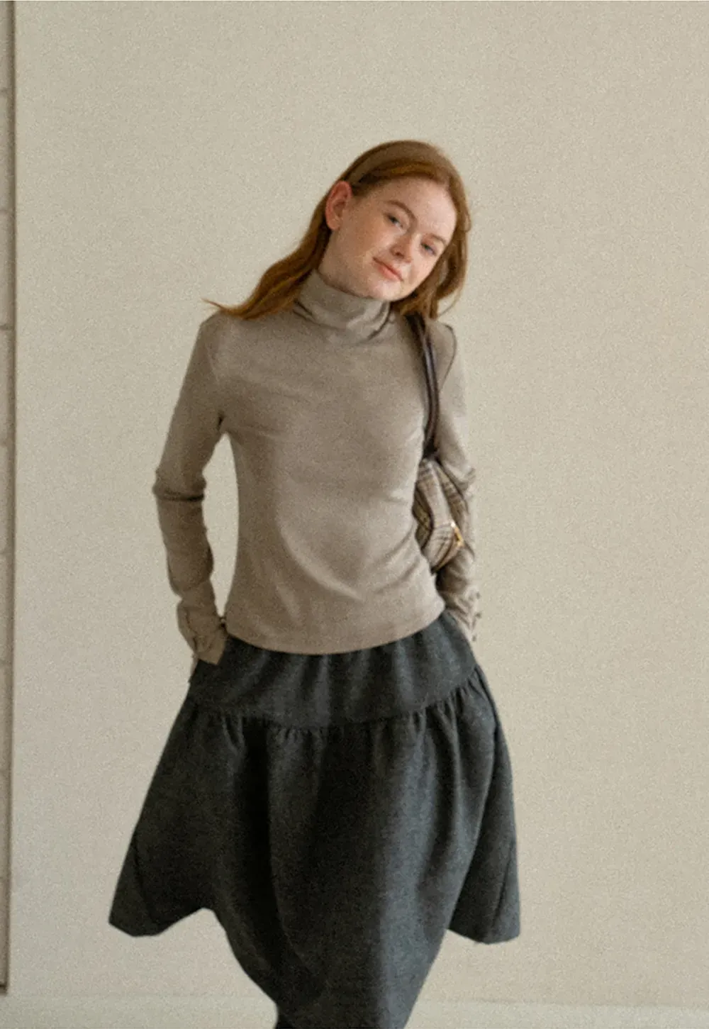 High Neck Long Sleeve Ribbed Knit Top