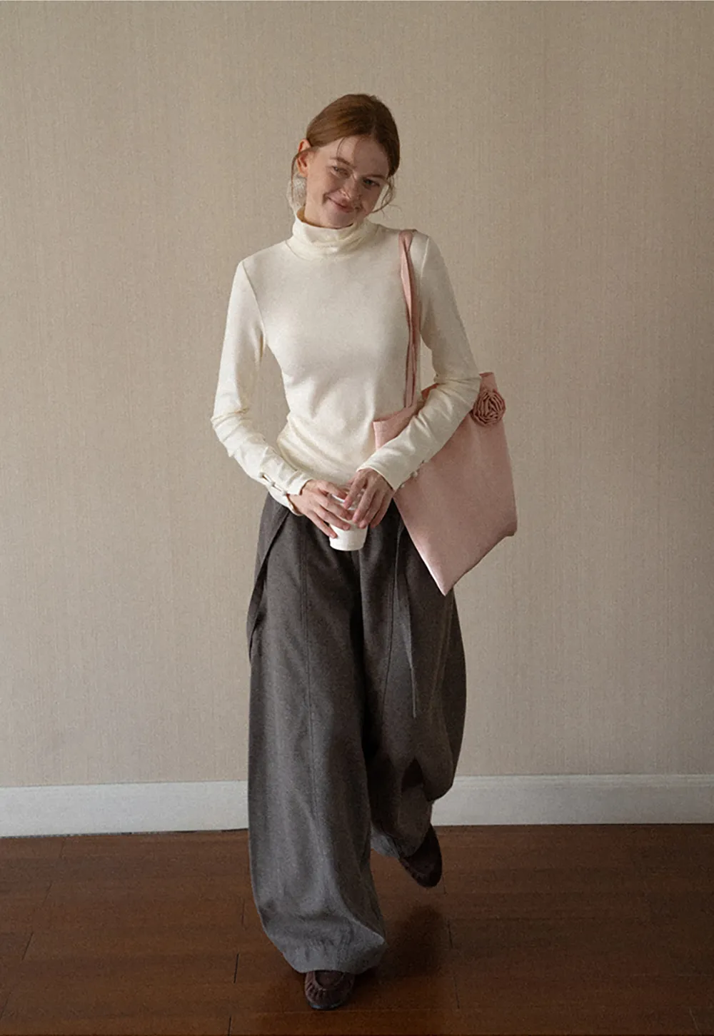 High Neck Long Sleeve Ribbed Knit Top