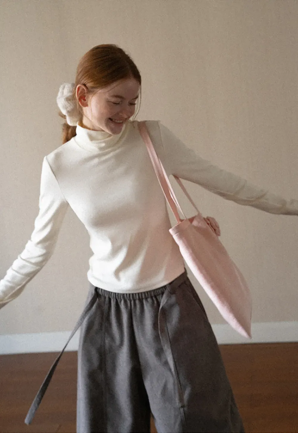 High Neck Long Sleeve Ribbed Knit Top