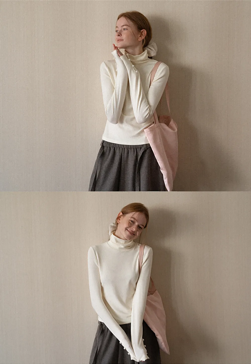 High Neck Long Sleeve Ribbed Knit Top