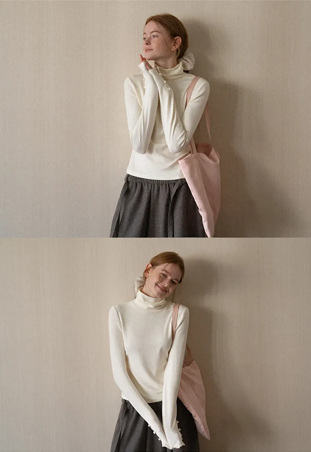 High Neck Long Sleeve Ribbed Knit Top