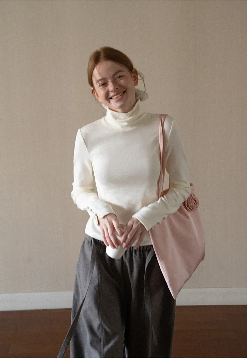 High Neck Long Sleeve Ribbed Knit Top