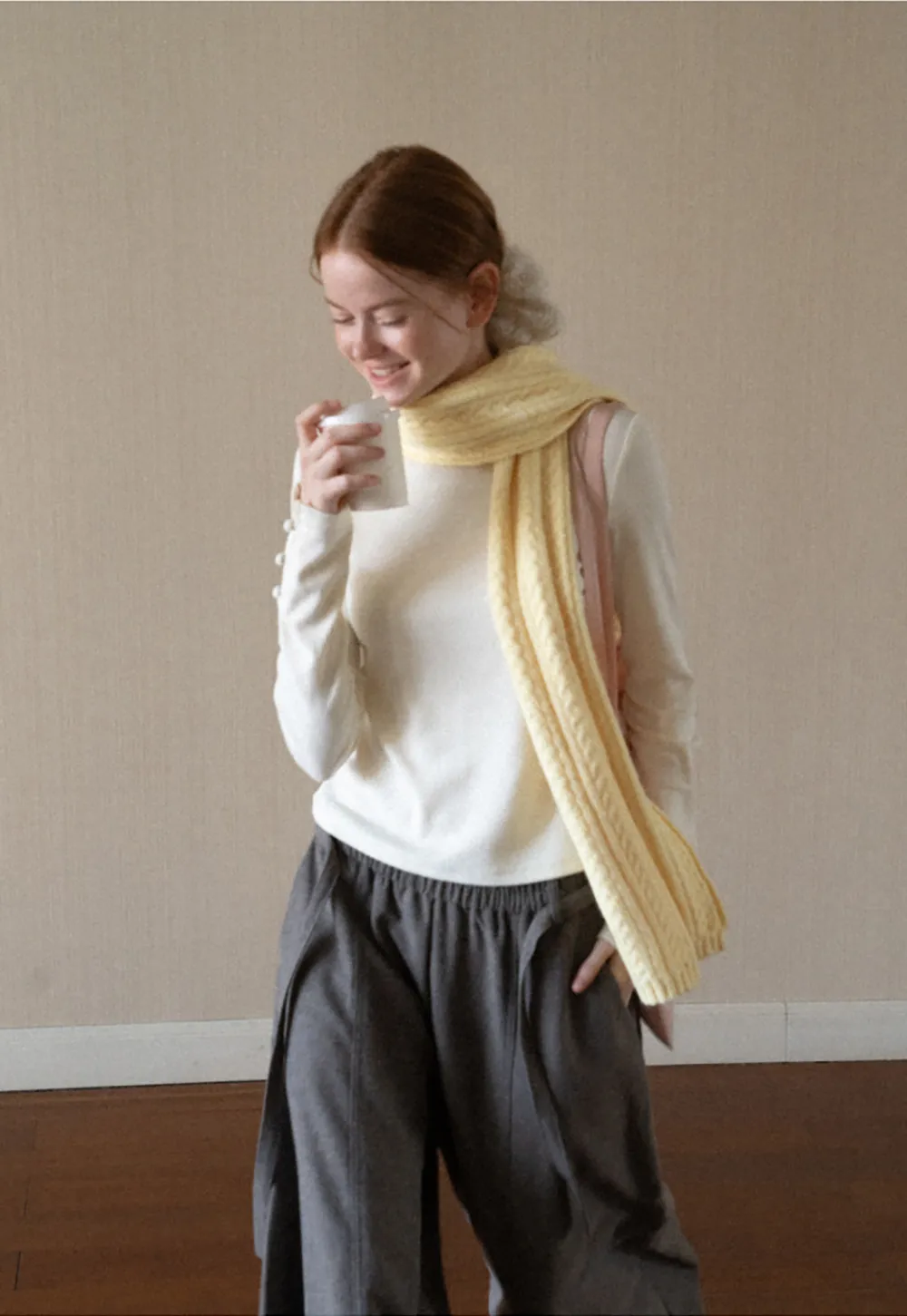 High Neck Long Sleeve Ribbed Knit Top
