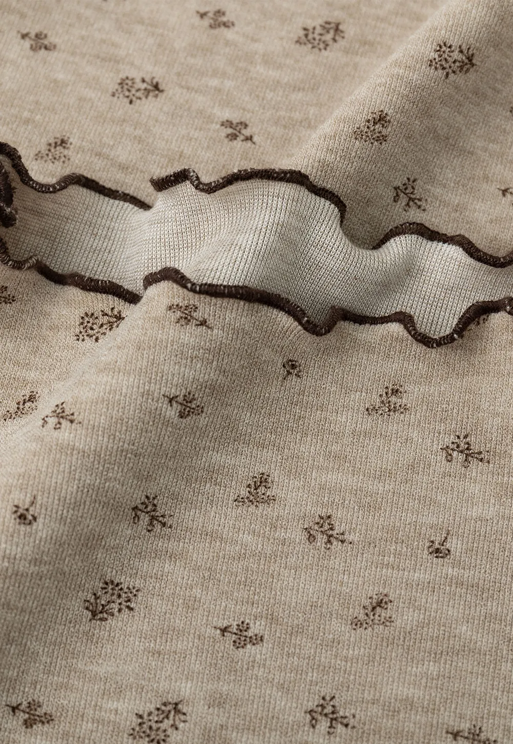 Scalloped Hem Long Sleeve Textured Knit Top