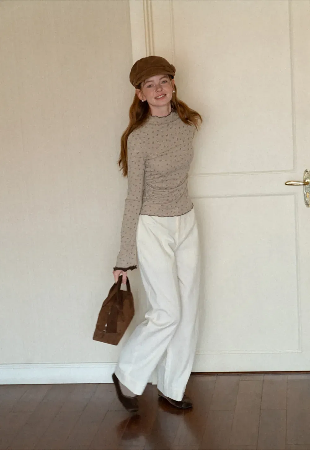 Scalloped Hem Long Sleeve Textured Knit Top