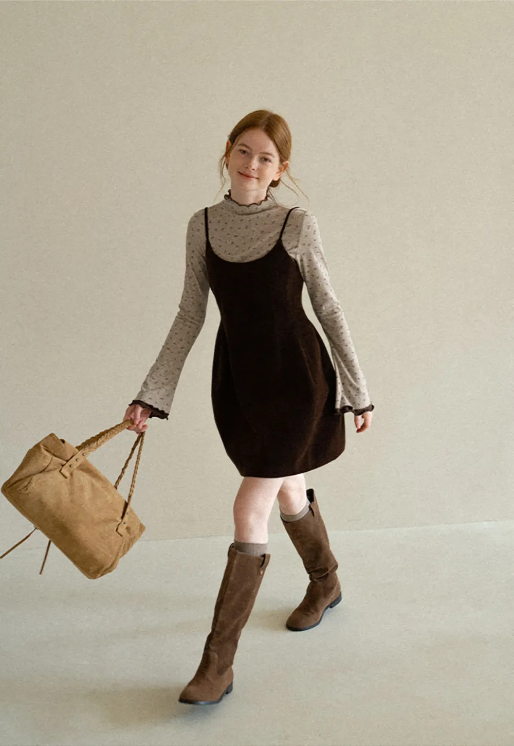 Scalloped Hem Long Sleeve Textured Knit Top