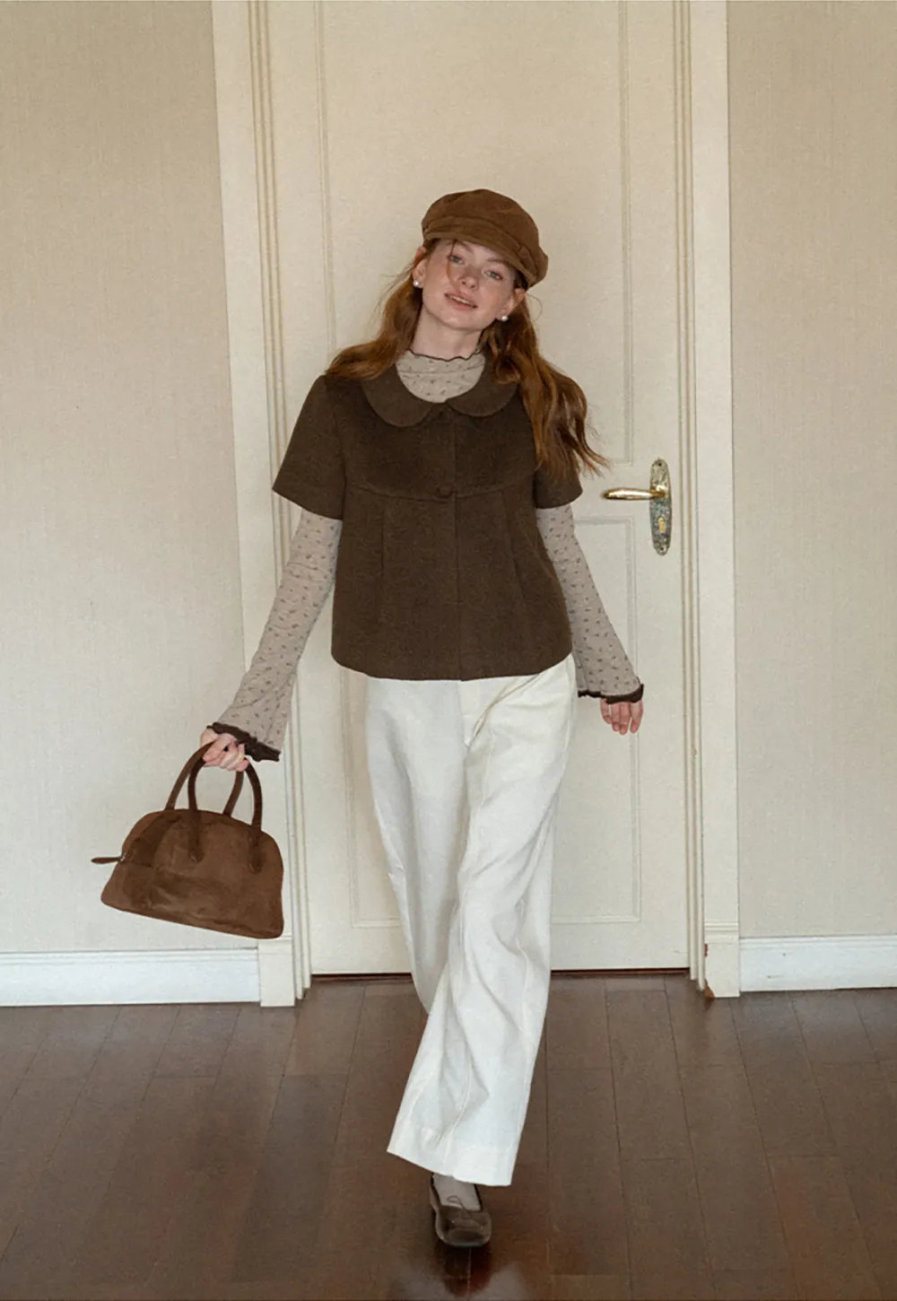 Scalloped Hem Long Sleeve Textured Knit Top
