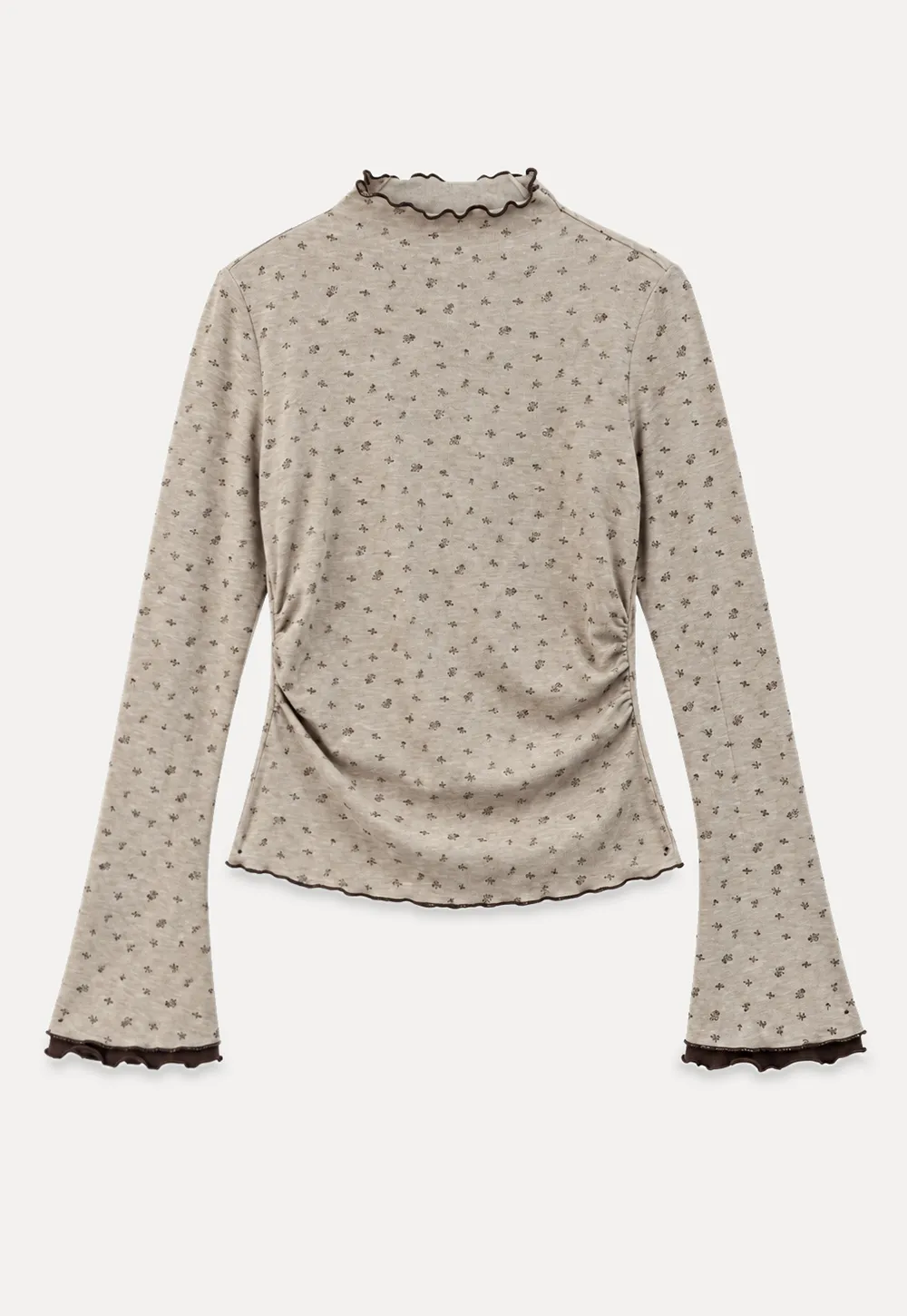 Scalloped Hem Long Sleeve Textured Knit Top