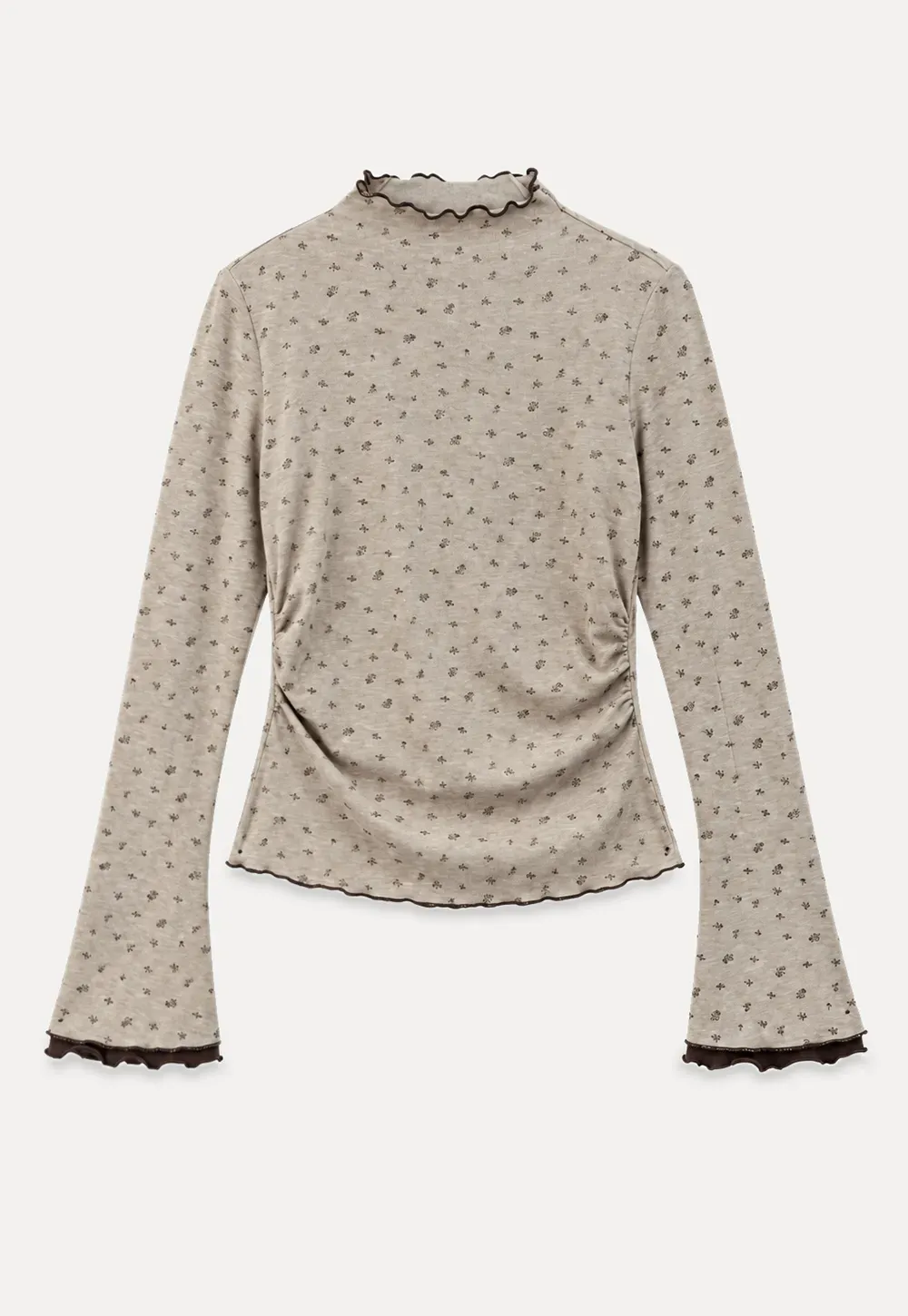 Scalloped Hem Long Sleeve Textured Knit Top