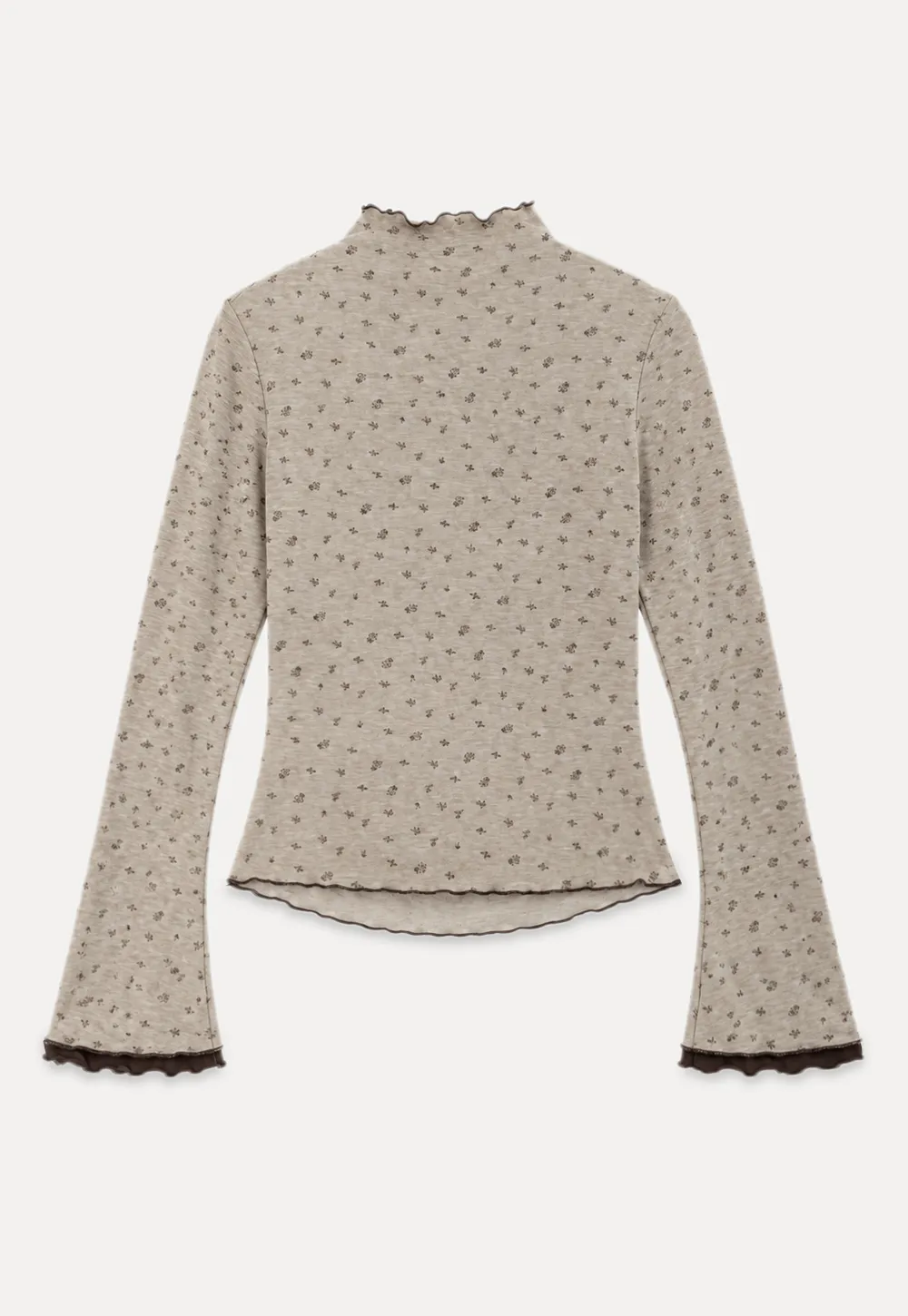 Scalloped Hem Long Sleeve Textured Knit Top