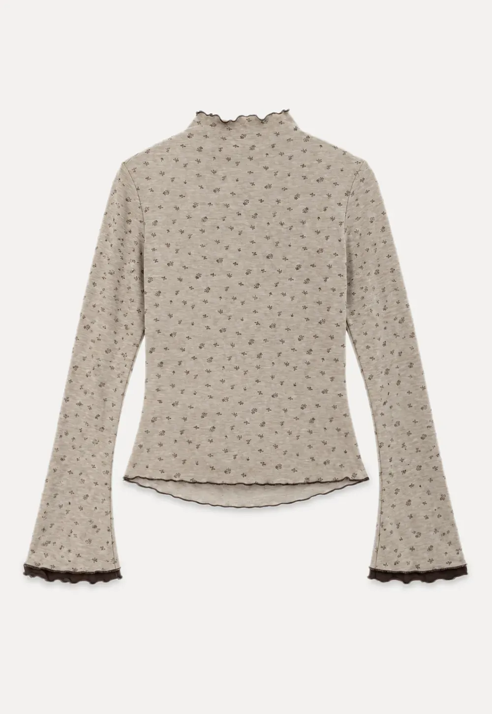 Scalloped Hem Long Sleeve Textured Knit Top